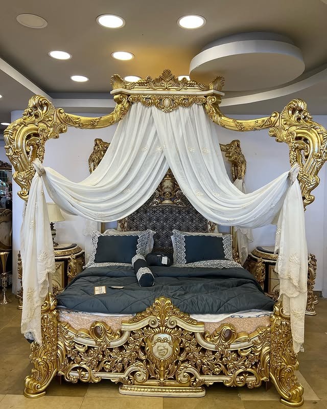 12. Imperial Gold Canopy Grandeur - royal bedroom ideas