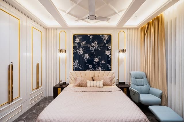 18. White and Gold Floral Accent Retreat - royal bedroom ideas