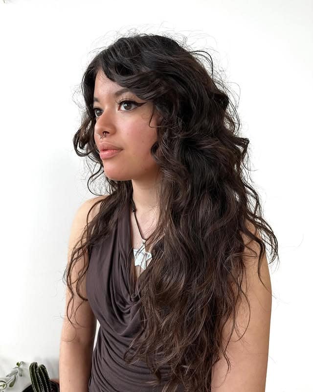 1. Tousled Dark Chocolate Long Shag - Long Shag Hairstyles