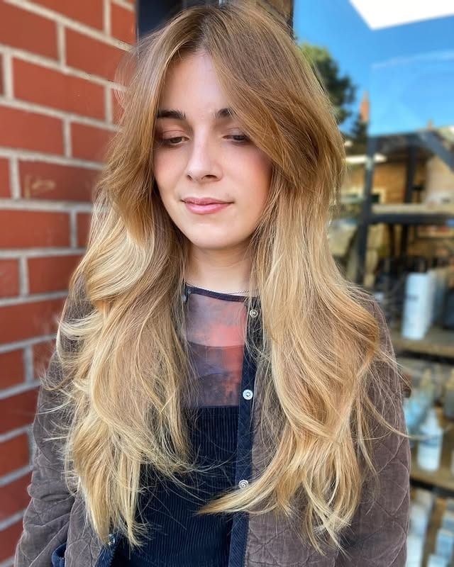 2. Soft Golden Blonde Layered Shag - Long Shag Hairstyles