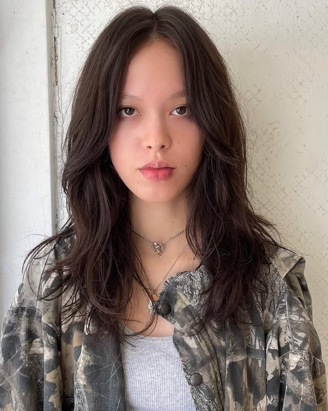 11. Soft Espresso Long Shag with Curtain Layers - Long Shag Hairstyles