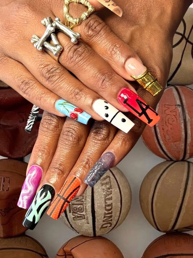10. Creative Courts & Color Play Set - basketball nail ideas