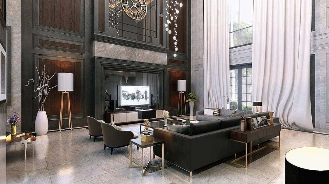 2. Grand Double-Height Modern Luxury - classy living room ideas