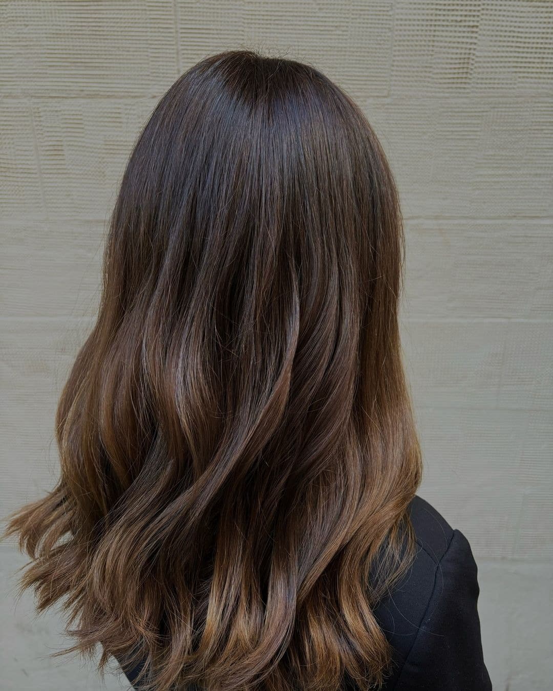 6. Medium Dark Brown Waves With Seamless Golden Balayage - Balayage Dark Brown Hair Color