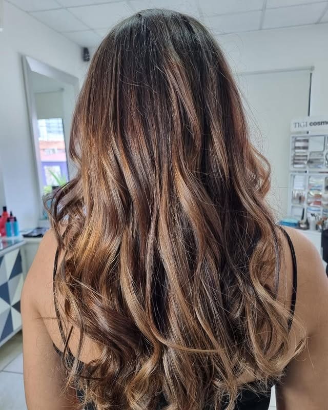 9. Warm Brunette Balayage Waves With Natural Lift - Balayage Dark Brown Hair Color