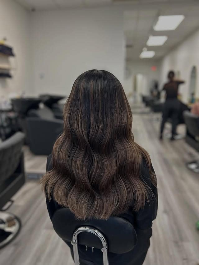 12. Soft Dark Brown Balayage Waves With Seamless Blending - Balayage Dark Brown Hair Color