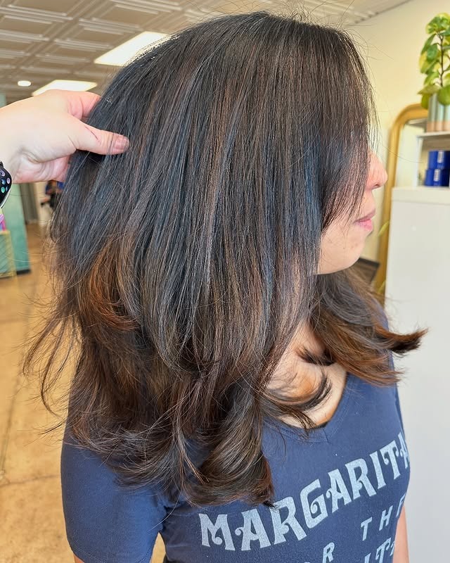 18. Layered Dark Brown Balayage With Light Dimension - Balayage Dark Brown Hair Color