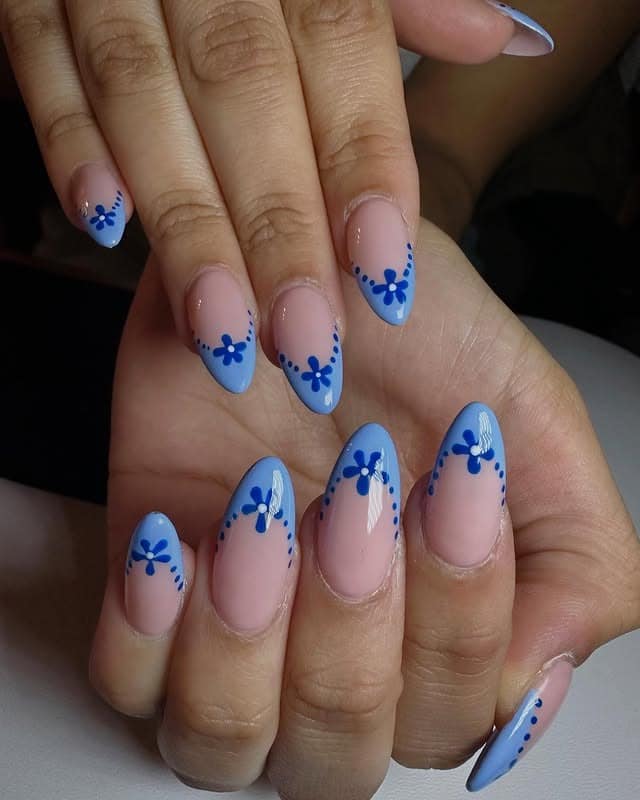 4. Abstract Ocean Square Nails - blue summer nail ideas