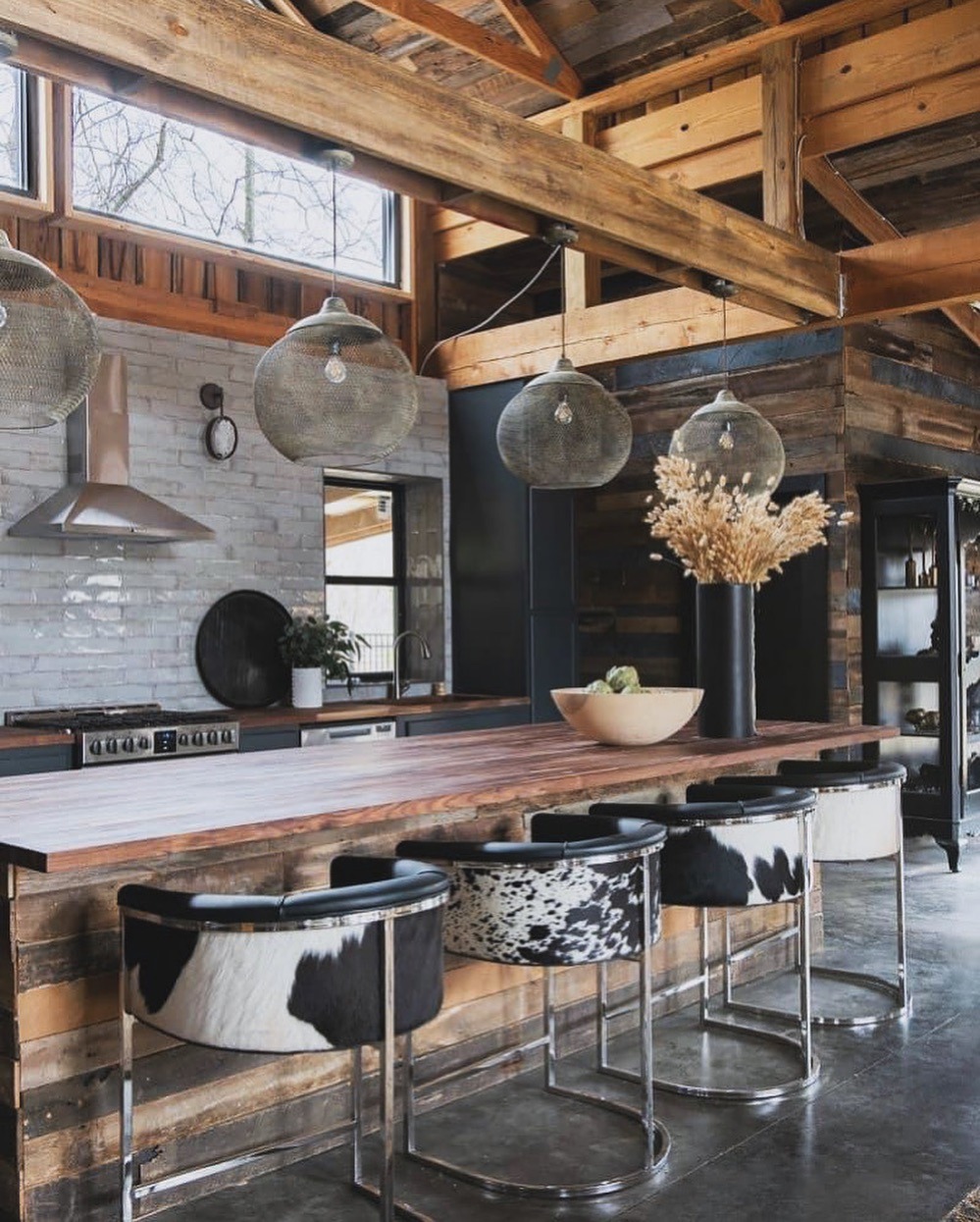 5. Rustic Timber and Modern Black Accents - barndo kitchen ideas