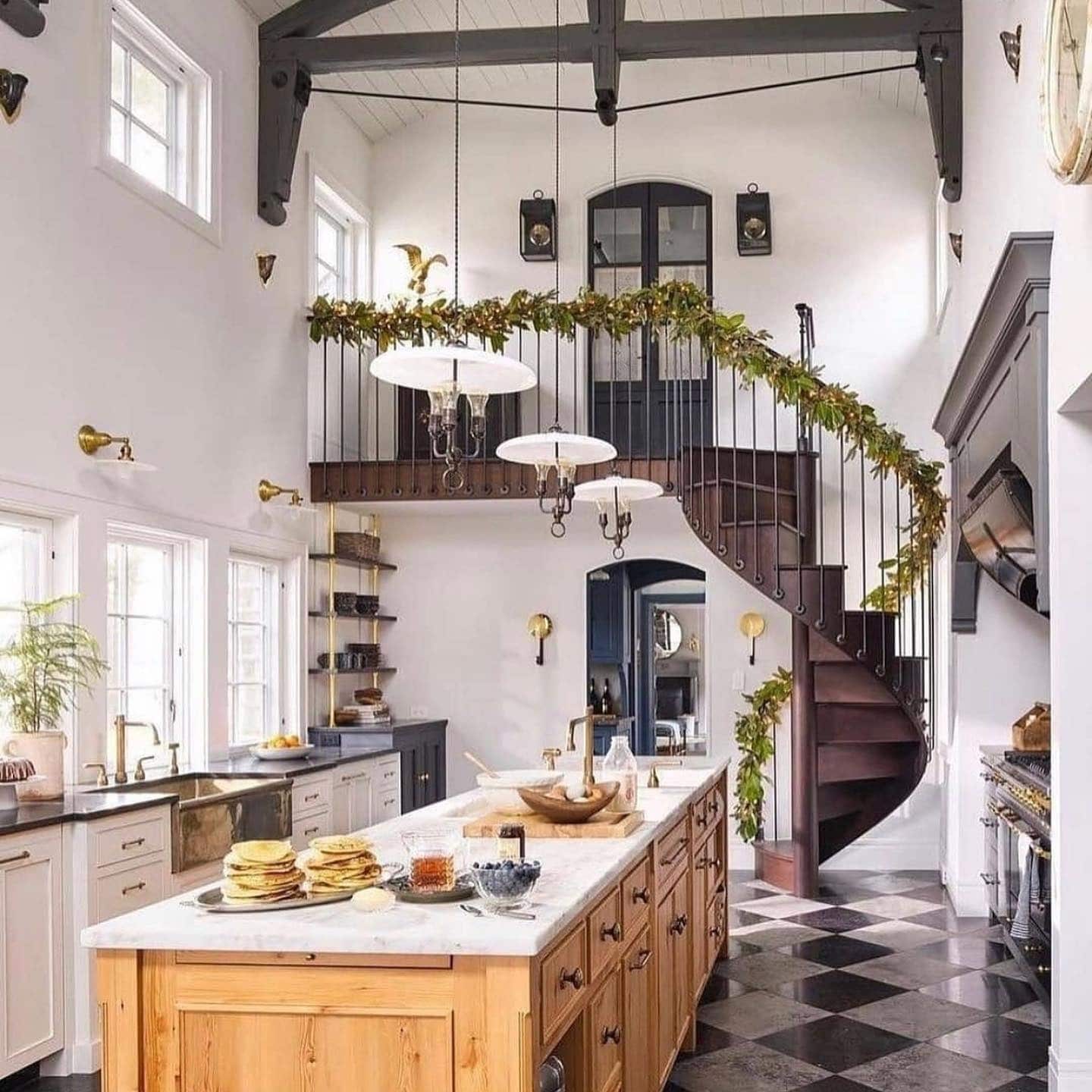 18. Two-Tone Kitchen With Grand Ceiling Details - barndo kitchen ideas