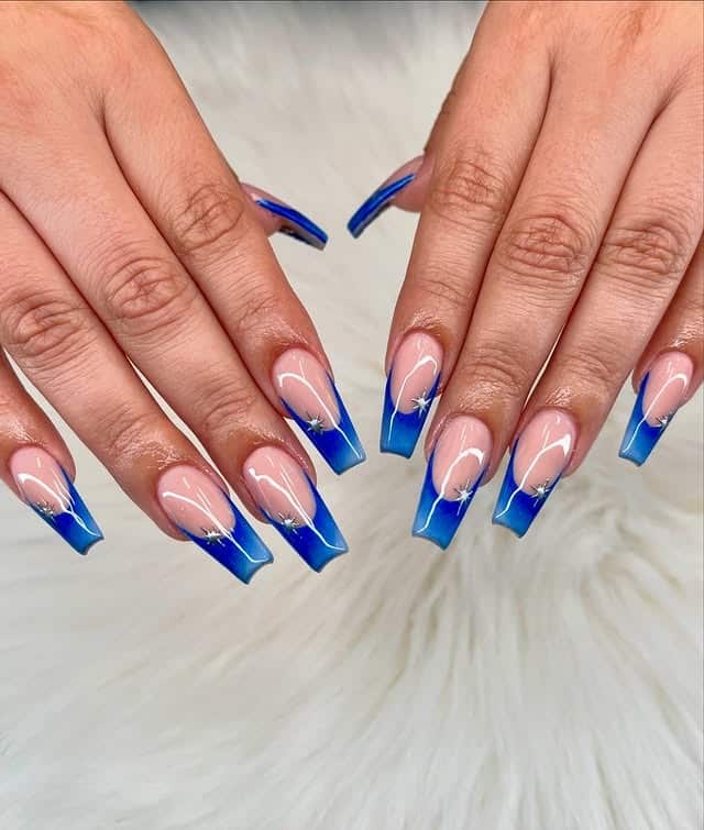 12. Deep Ombre Sapphire French Square - blue french nail ideas