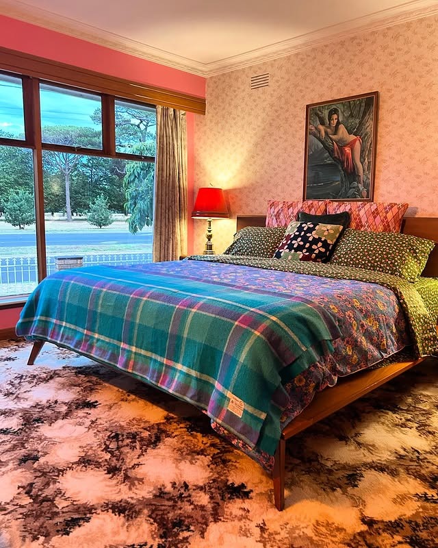 14. Color-Rich Mid-Century Pattern Play - mid century bedroom ideas