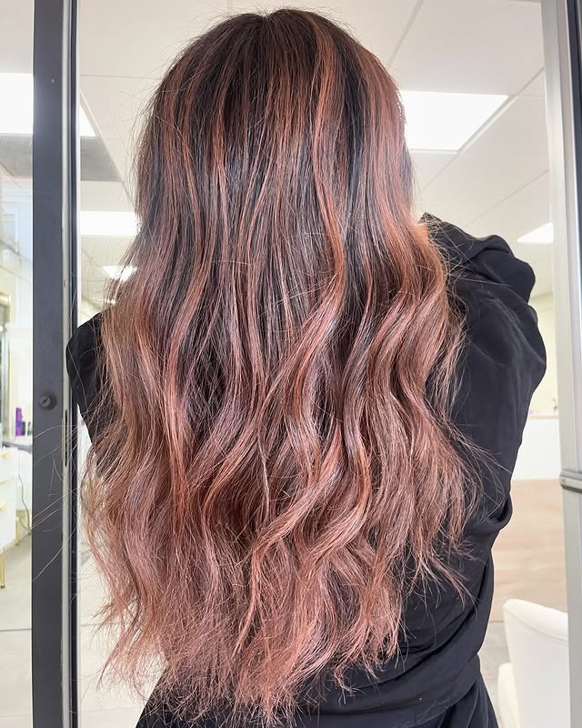 10. Golden-Caramel Balayage on Extra-Long Waves - Caramel Balayage with Highlights
