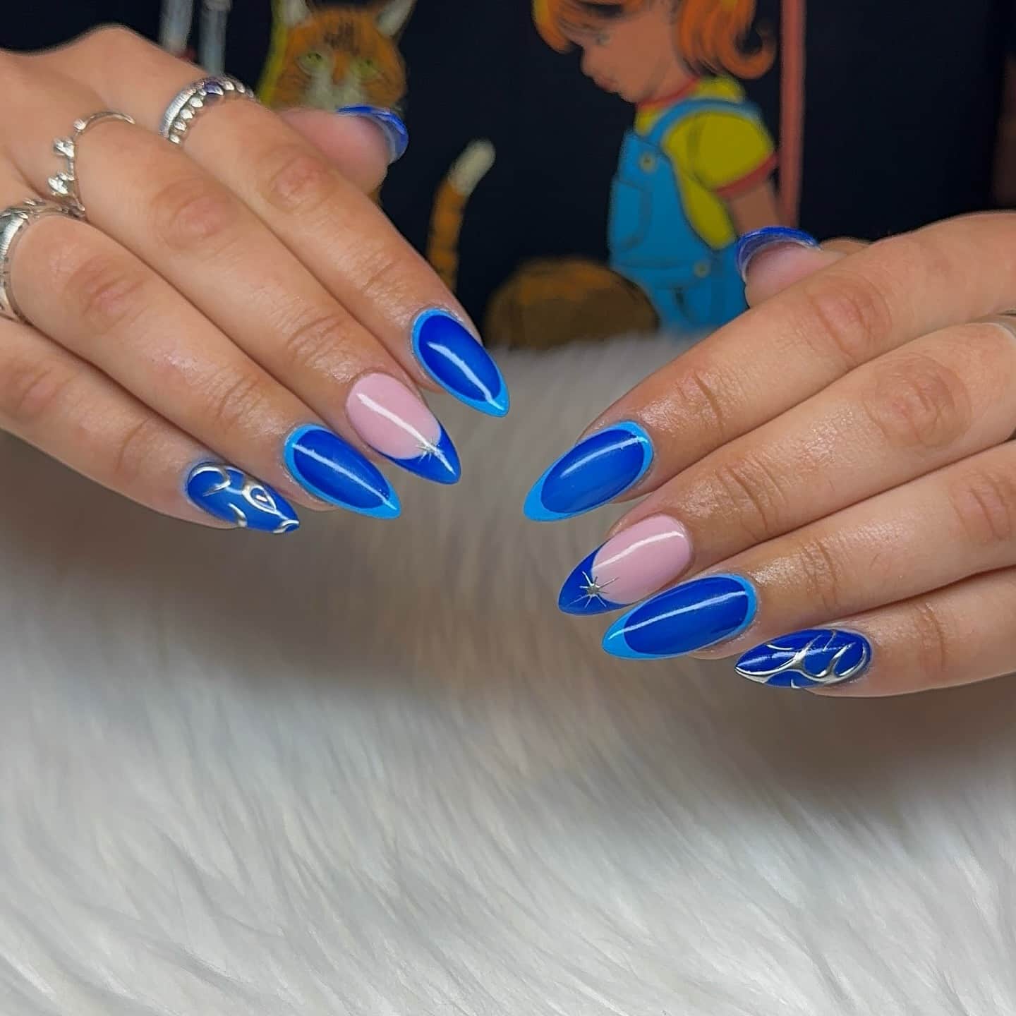 5. Royal Blue French Blend Nails - blue summer nail ideas