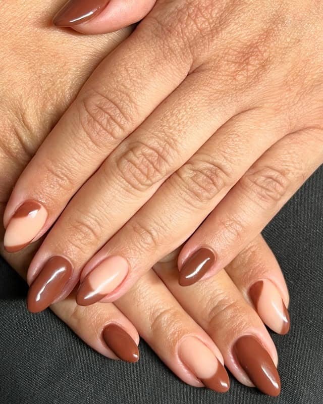 1. Cocoa Almond French Mix - brown fall nail ideas