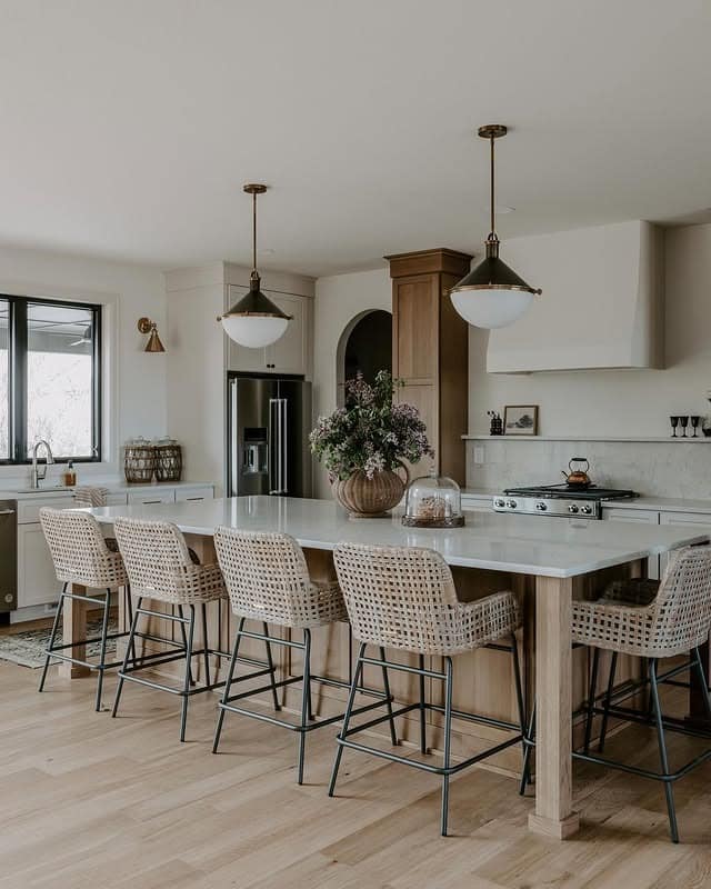 3. Warm Wood & Creamy White Kitchen with Organic Accents - two tone kitchen ideas