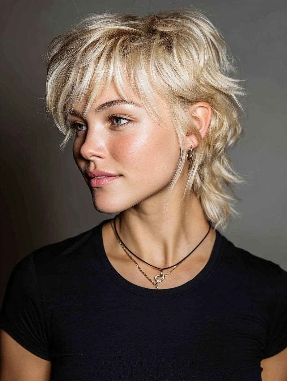 1. Textured Blonde Shagged Pixie - Long Pixie Cuts