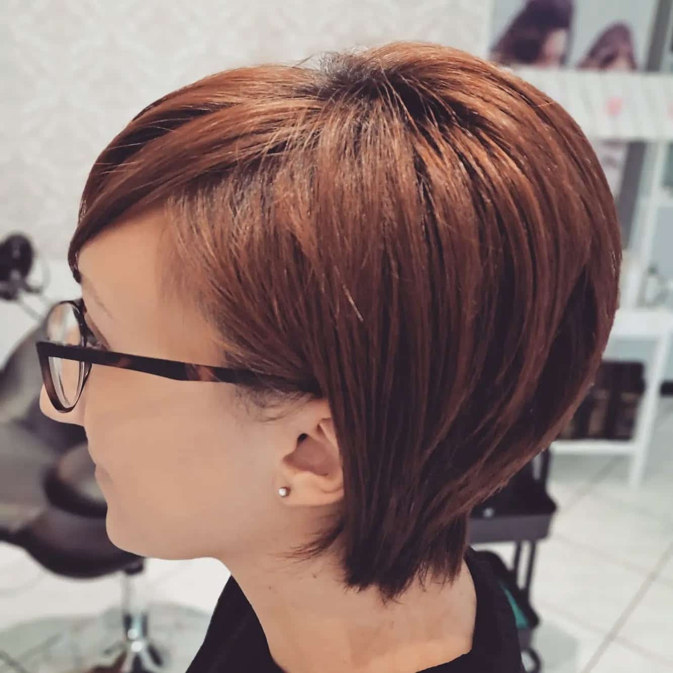4. Stacked Auburn Pixie Bob - Long Pixie Cuts