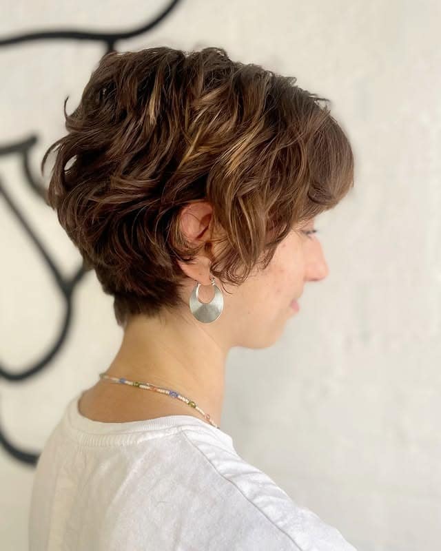 10. Curly Chestnut Pixie Cut - Long Pixie Cuts