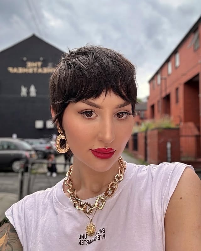 20. Edgy Dark Cropped Long Pixie - Long Pixie Cuts