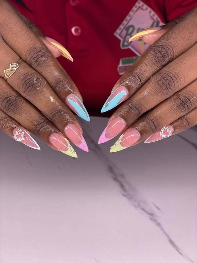 5. Pastel Shoreline Stilettos - caribbean nail ideas
