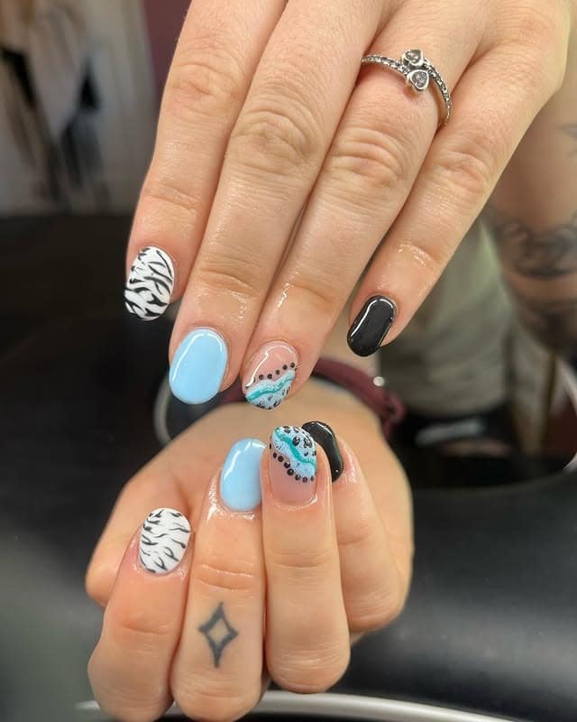 20. Caribbean Mix Art Ovals - caribbean nail ideas