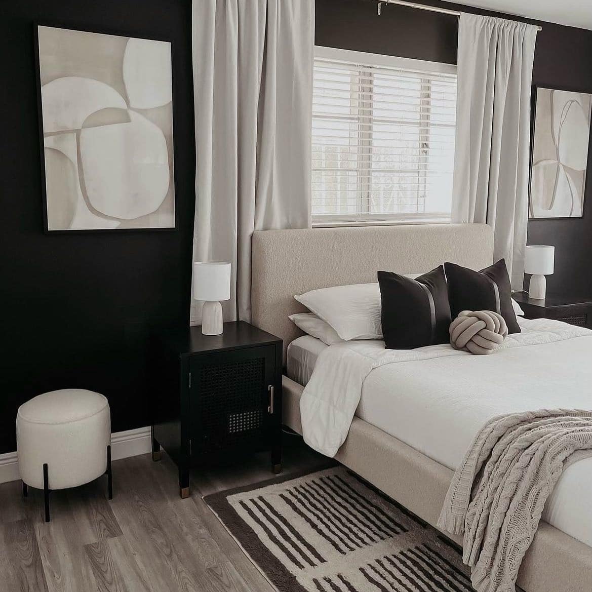 1. Modern Contrast Retreat in Black and Cream - black and cream bedroom ideas
