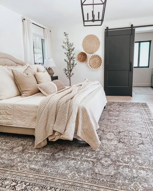 16. Cream Farmhouse Comfort with Soft Black Contrast - black and cream bedroom ideas