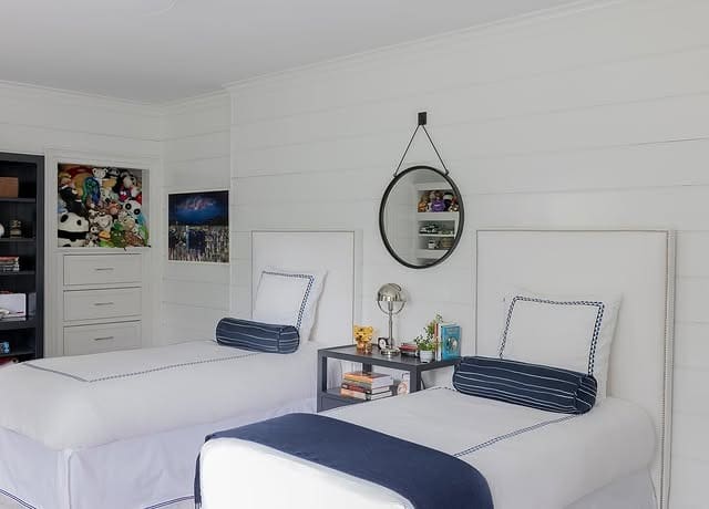 2. Classic Twin Room in Navy and White - blue and white bedroom ideas