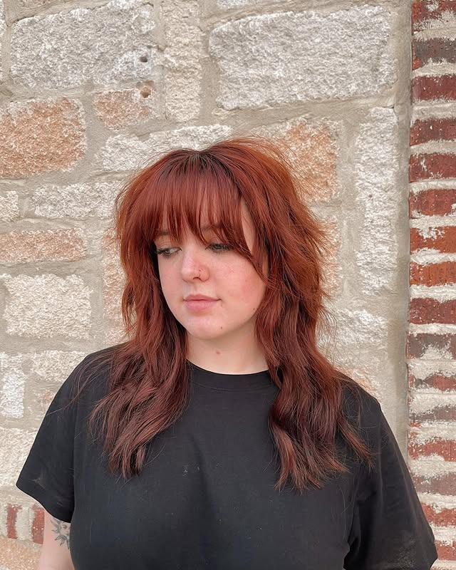 3. Rusty Copper Wolf Shag with Full Fringe - Wolf Haircuts