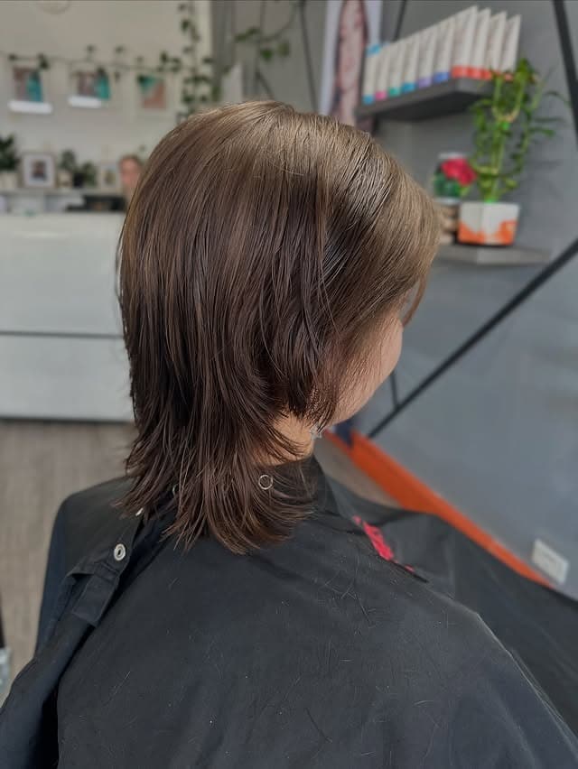 17. Wet Wolf Shag in Soft Chestnut - Wolf Haircuts