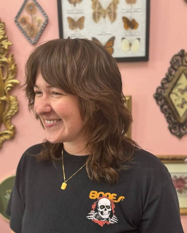 2. Textured Chestnut Shag Mullet - Shaggy Mullet Haircut