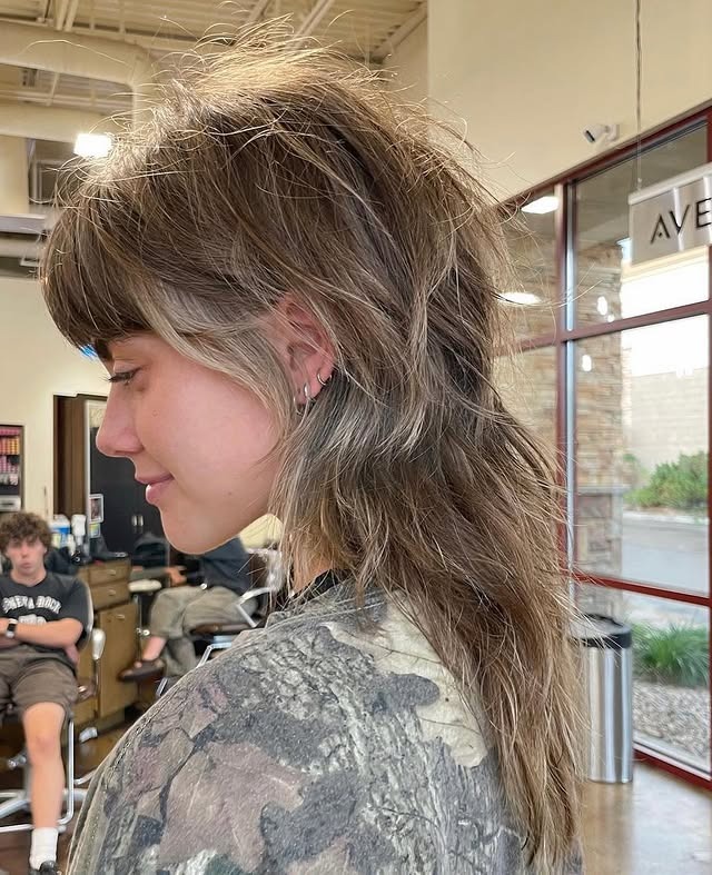 8. Earthy Ash-Brown Shag Mullet - Shaggy Mullet Haircut