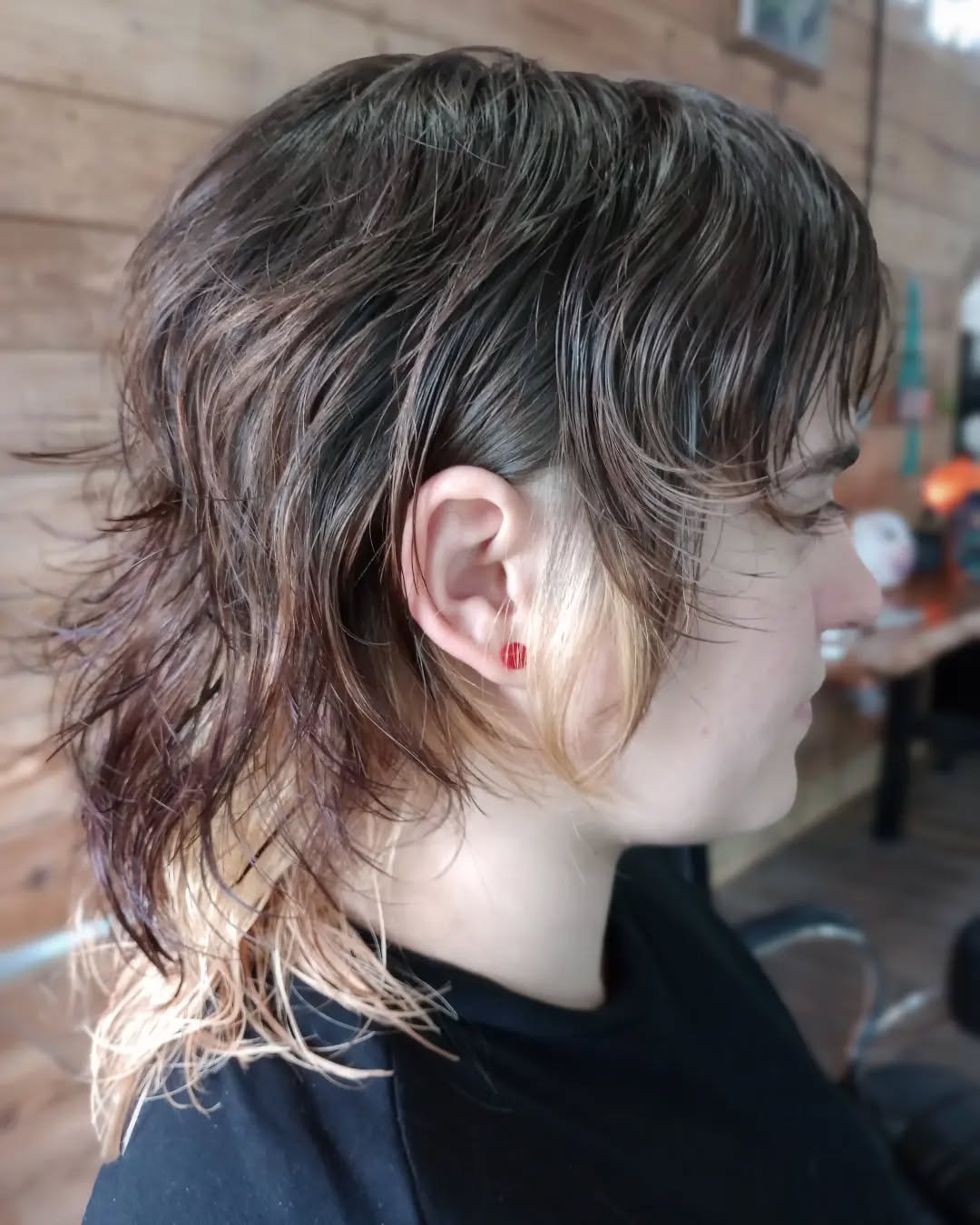 9. Dimensional Brown Wet-Textured Mullet - Shaggy Mullet Haircut