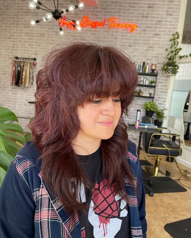 11. Full Plum Shag Mullet - Shaggy Mullet Haircut