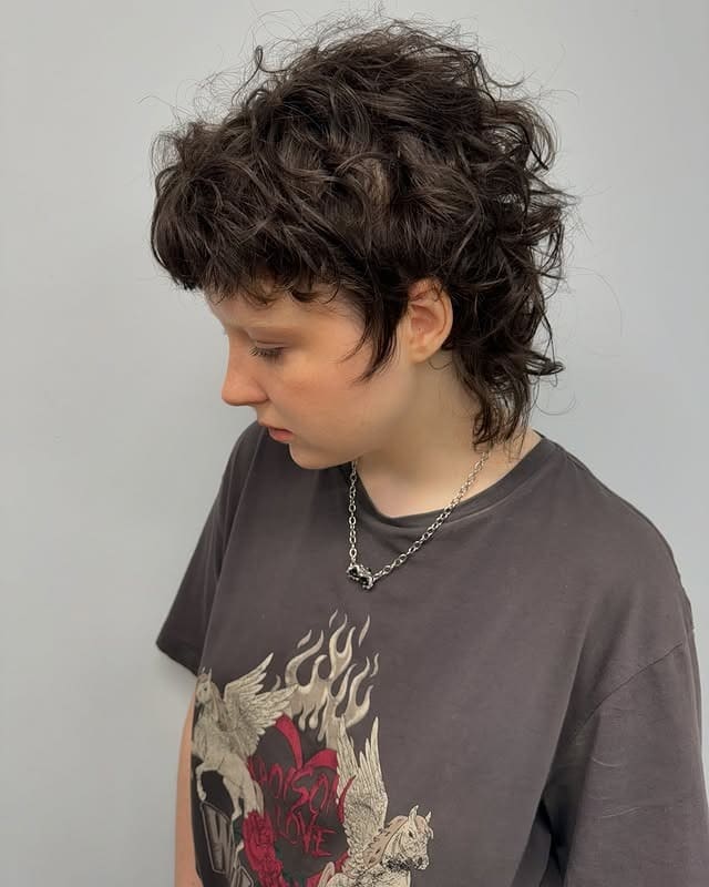 14. Deep Mocha Curly Shag Mullet - Shaggy Mullet Haircut