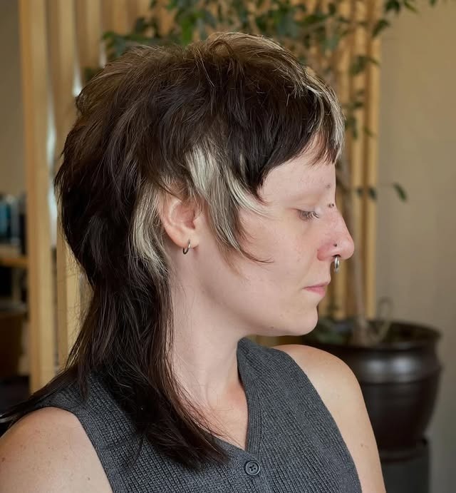 16. Charcoal and Platinum Contrast Mullet - Shaggy Mullet Haircut