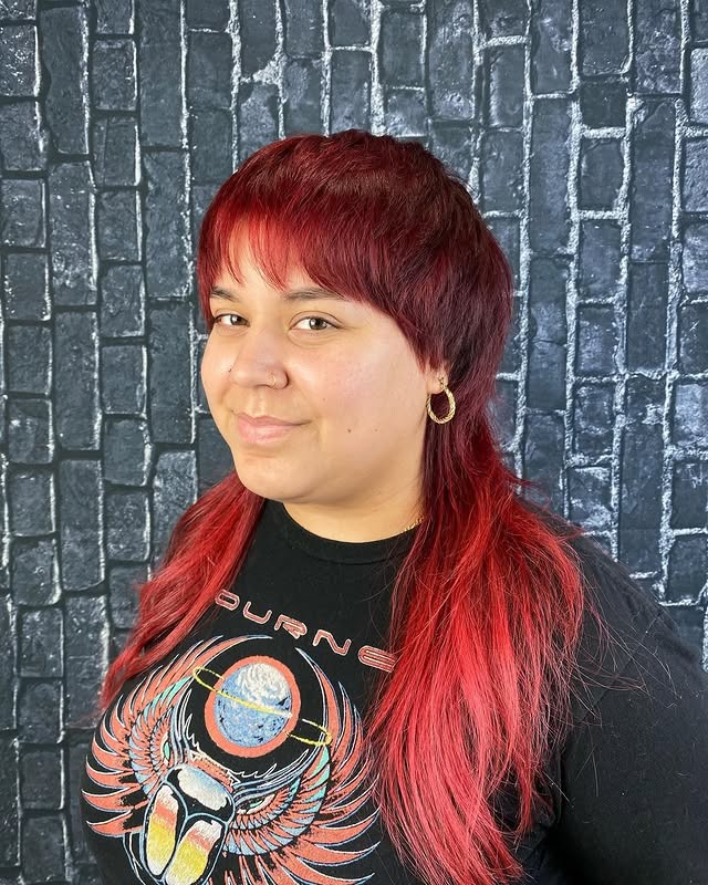 19. Cranberry Red Long Mullet - Shaggy Mullet Haircut
