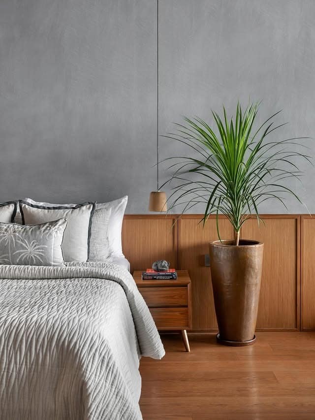 3. Chalk-Grey Minimalism with Warm Wood Balance - grey wall bedroom ideas