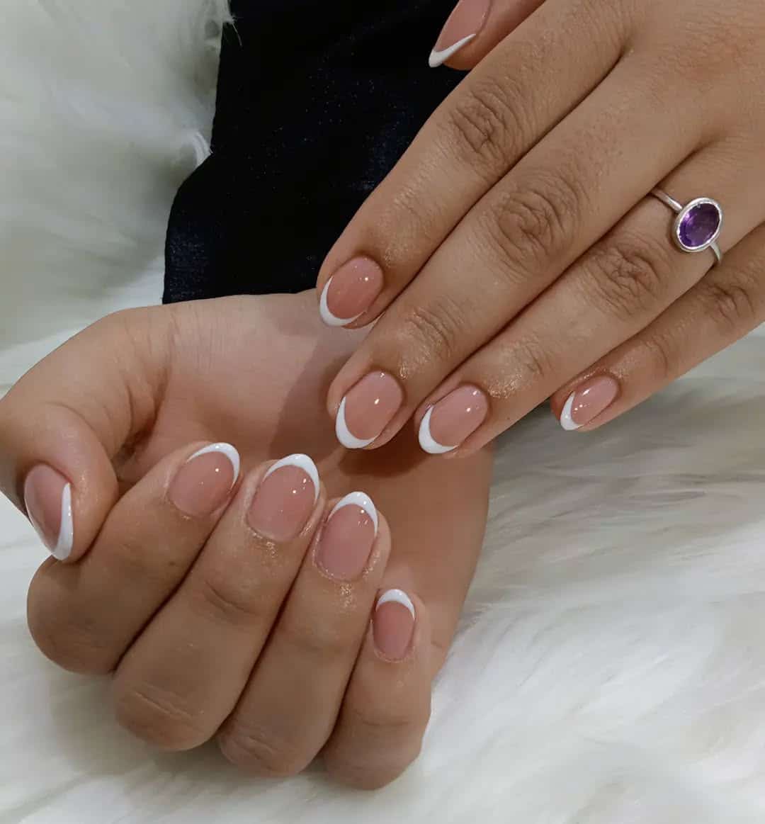1. Soft Almond French Tips in Classic White - cute french nail ideas