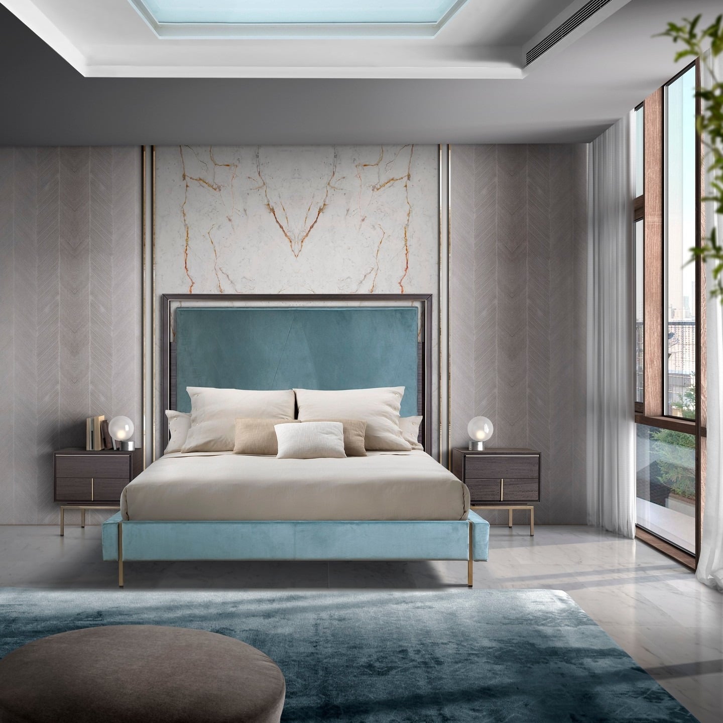 4. Soft Coral and Aqua Elegance in a Contemporary Retreat - coral bedroom ideas