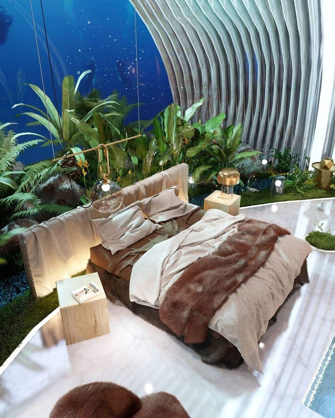 8. Underwater-Inspired Coral Luxury Suite - coral bedroom ideas