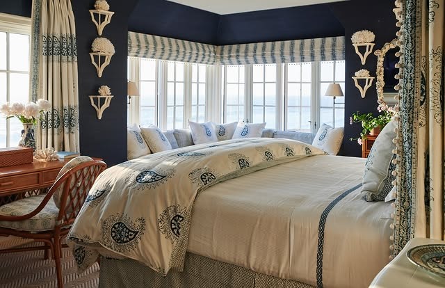 14. Classic Coastal Bedroom with Coral Details - coral bedroom ideas