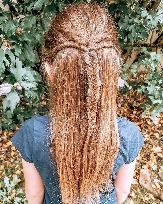 4. Half-Up Fishtail Detail on Warm Blonde - Simple Hairstyles