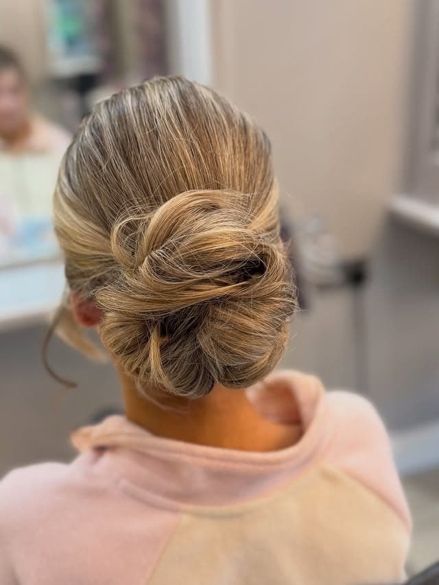 8. Low Wrapped Bun in Honey Blonde - Simple Hairstyles