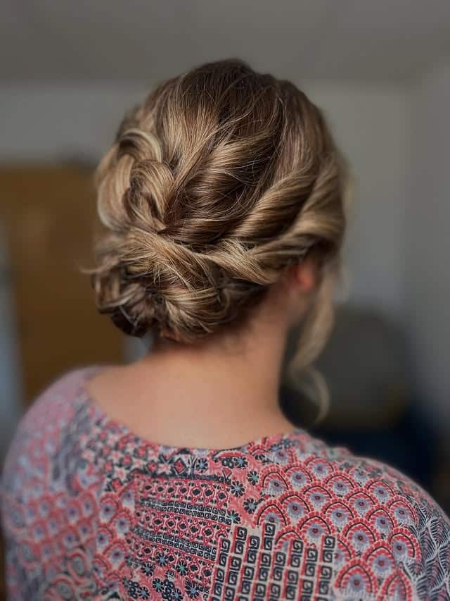 10. Braided Low Updo in Sandy Blonde - Simple Hairstyles