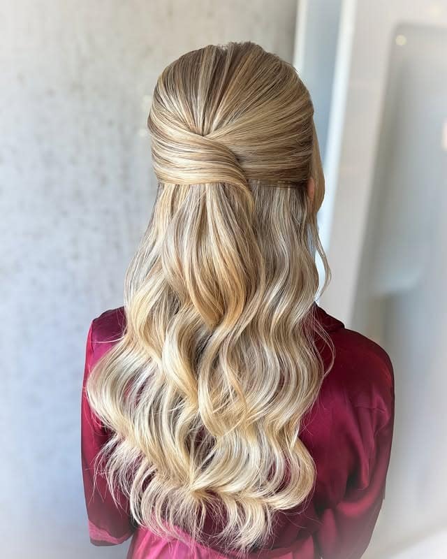 14. Soft Twist Half-Up on Golden Blonde - Simple Hairstyles