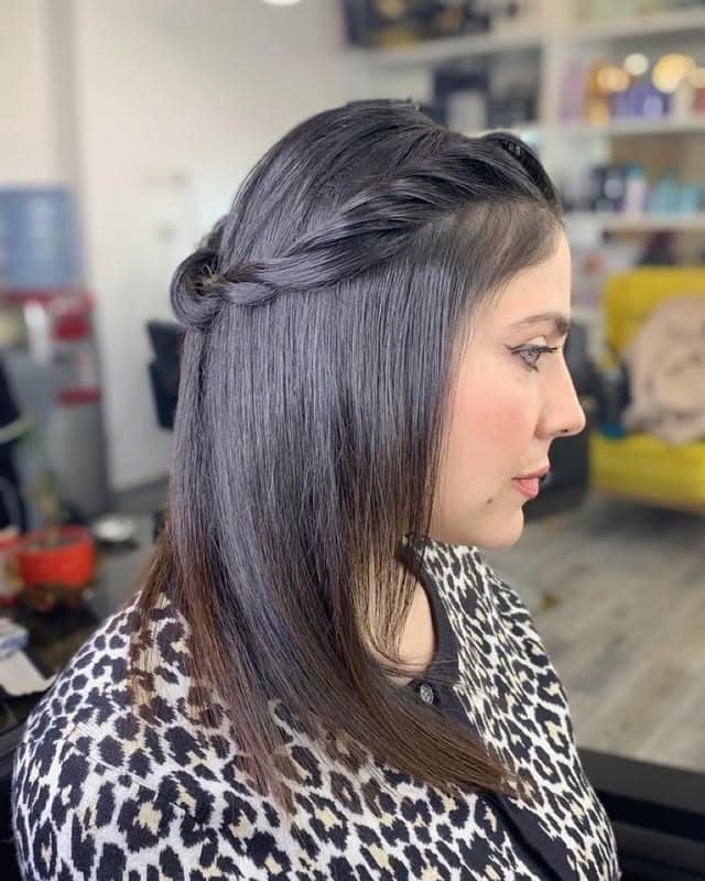 17. Side Twist Detail on Rich Brunette - Simple Hairstyles