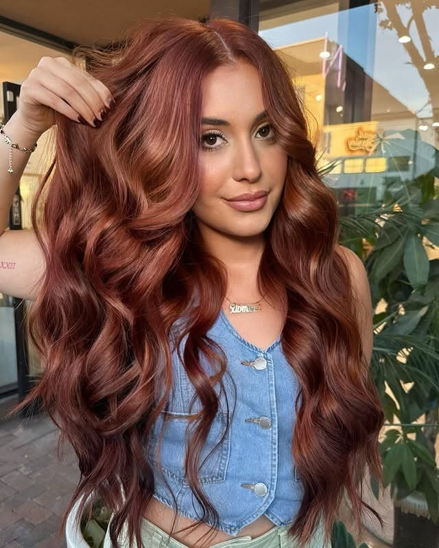 21. Long Layered Copper Waves with Soft Dimension - Copper Hair Color