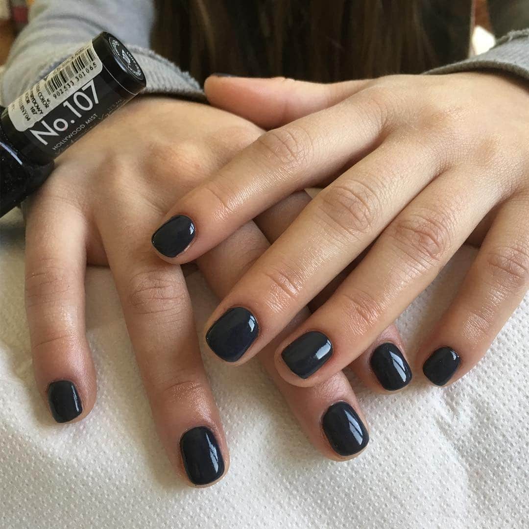 4. Midnight Ink Short Nails - dark color nail ideas